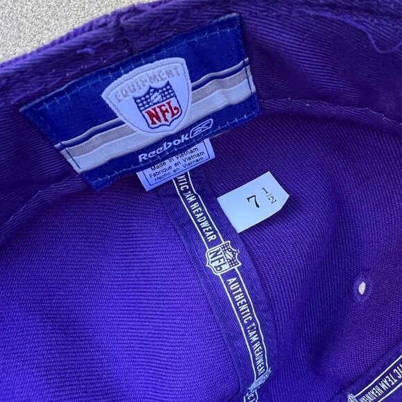 REEBOK NFL Minnesota Vikings Fitted Hat Men's 7 1/2 Purple Equipment Cap Wool - Picture 3 of 7
